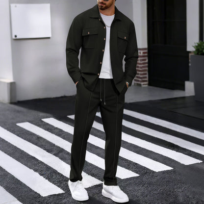 ⏰ Herenpak bestaande uit een button-down-jasje en een broek van honingraatmesh – Ontspannen pasvorm, ademend materiaal en een stijlvolle look voor dagelijks gebruik 👕👖