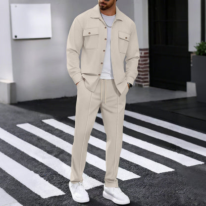 ⏰ Herenpak bestaande uit een button-down-jasje en een broek van honingraatmesh – Ontspannen pasvorm, ademend materiaal en een stijlvolle look voor dagelijks gebruik 👕👖