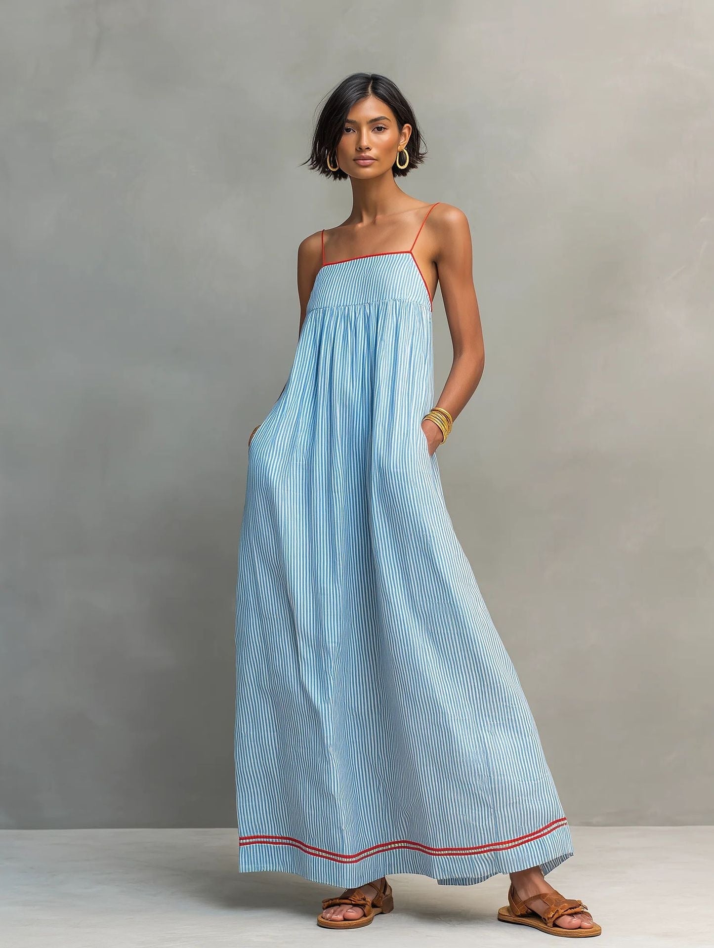 Elegante mouwloze lange jurk