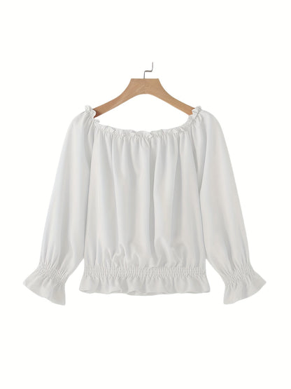 Off-Shoulder Top - Lange Mouwen & Rimpel Onderzijde Design