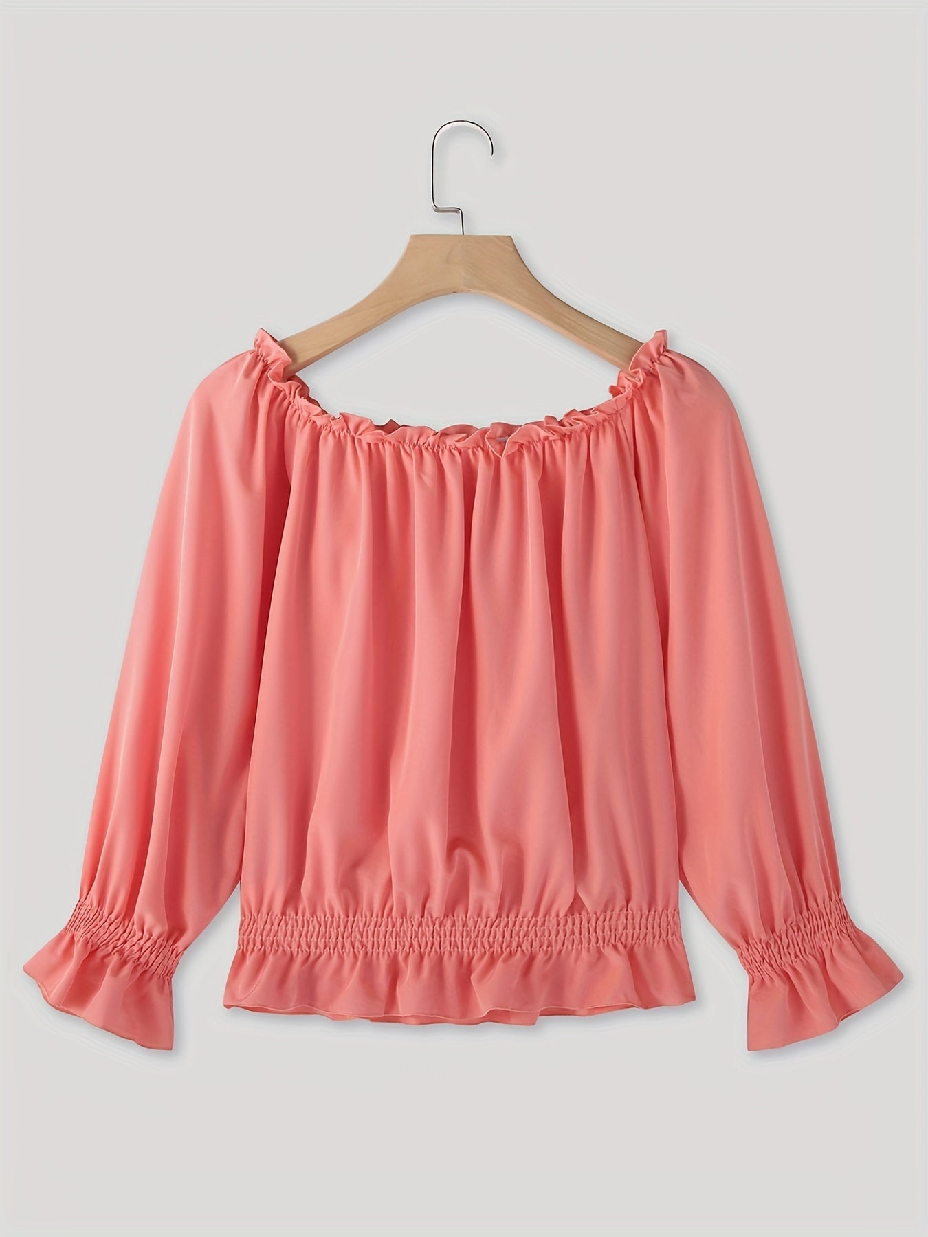 Off-Shoulder Top - Lange Mouwen & Rimpel Onderzijde Design