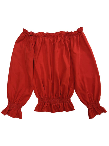 Off-Shoulder Top - Lange Mouwen & Rimpel Onderzijde Design