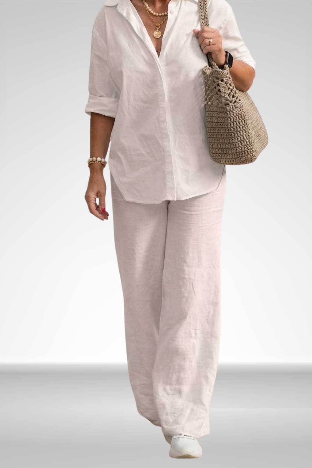 Evelina | Linnen Shirt & Brede Pantalon Set