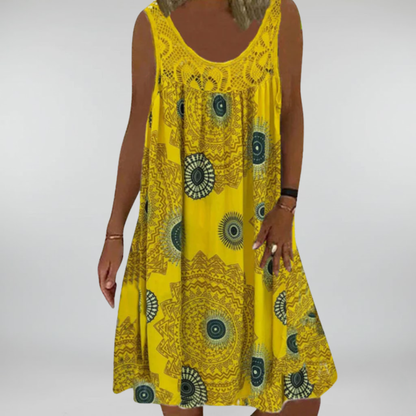 Breezia™ – Zomerse Mouwloze Jurk met Print en Kantdetails voor Dames