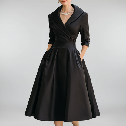Lea™ - Elegante Midi-jurk met Subtiele Glans