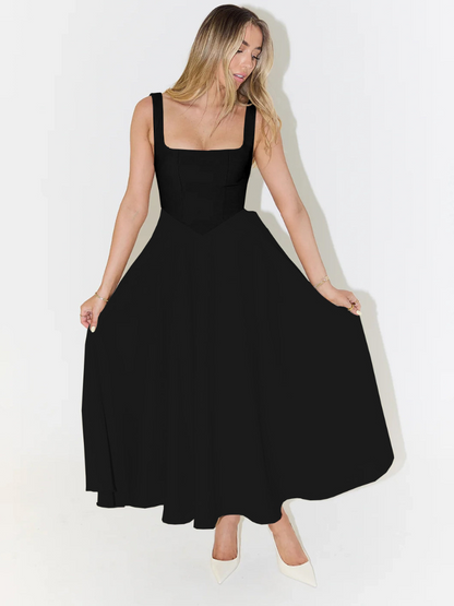 JULIA | Elegante Midi-jurk met vierkant decolleté