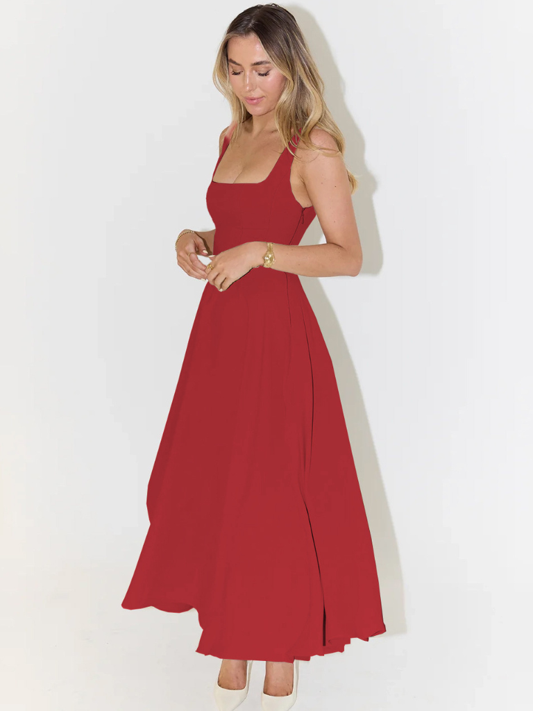 JULIA | Elegante Midi-jurk met vierkant decolleté