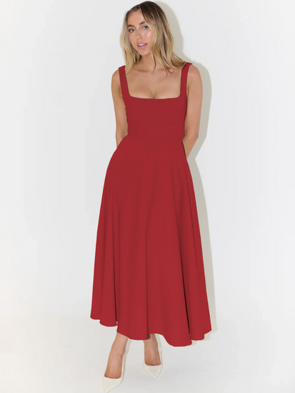 JULIA | Elegante Midi-jurk met vierkant decolleté