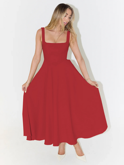 JULIA | Elegante Midi-jurk met vierkant decolleté