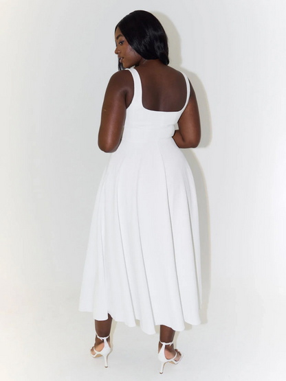 JULIA | Elegante Midi-jurk met vierkant decolleté