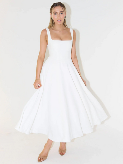 JULIA | Elegante Midi-jurk met vierkant decolleté