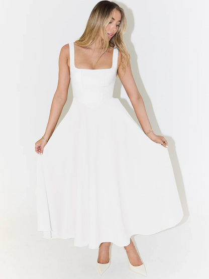 JULIA | Elegante Midi-jurk met vierkant decolleté