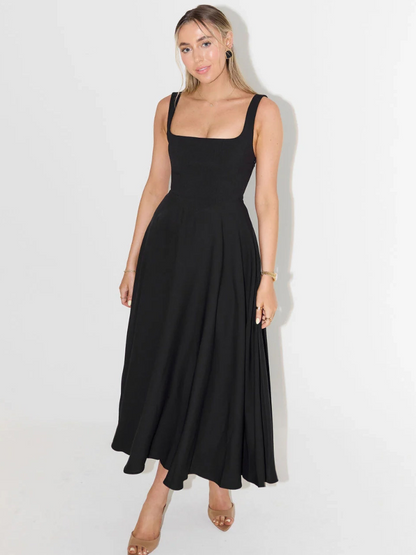 JULIA | Elegante Midi-jurk met vierkant decolleté