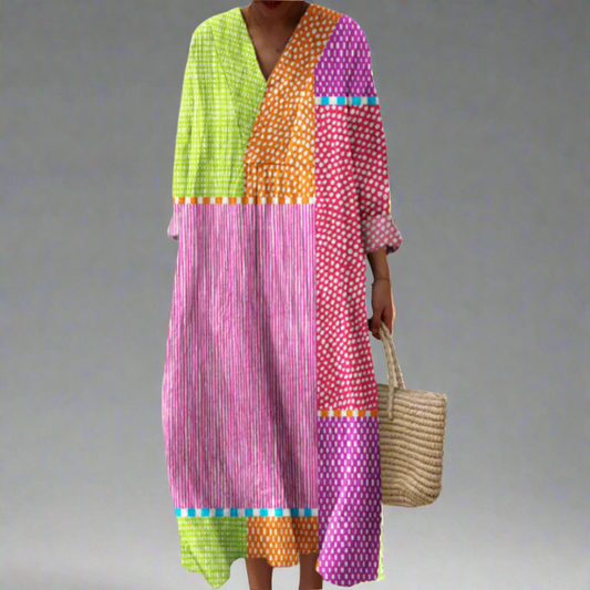 Ruby™ - Maxikleed met patchwork en polka-dots