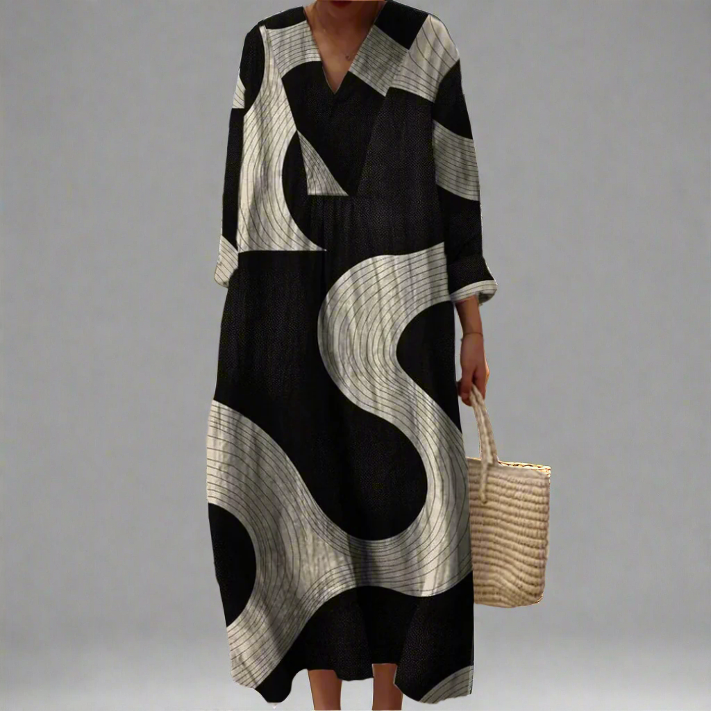 Claudine™ - Abstract Vloeiend Maxikleed