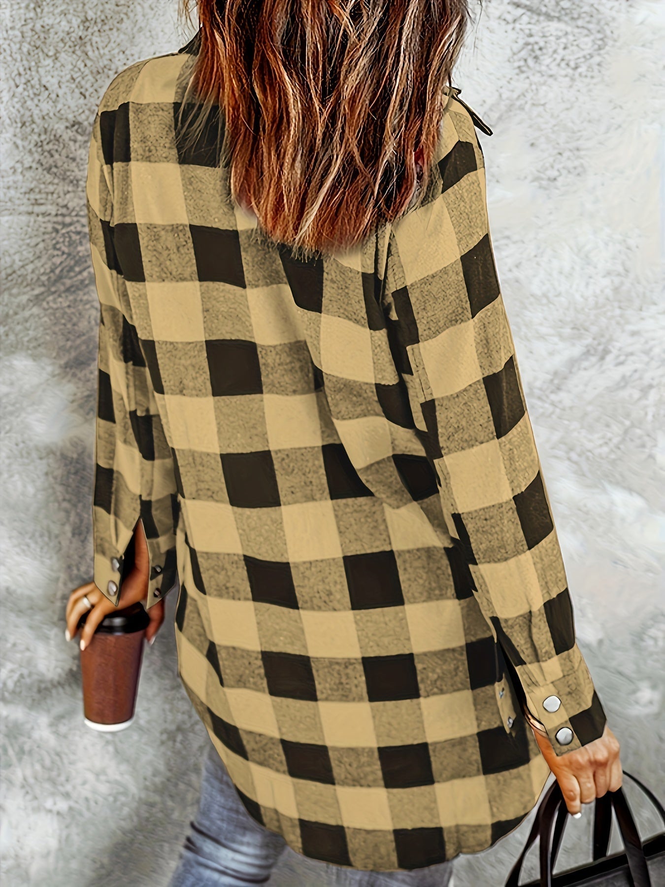 Ruiten Button-Up Shirt - Lange Mouwen Ontwerp & Knopen Placket