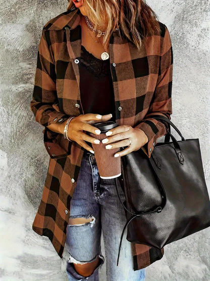 Ruiten Button-Up Shirt - Lange Mouwen Ontwerp & Knopen Placket