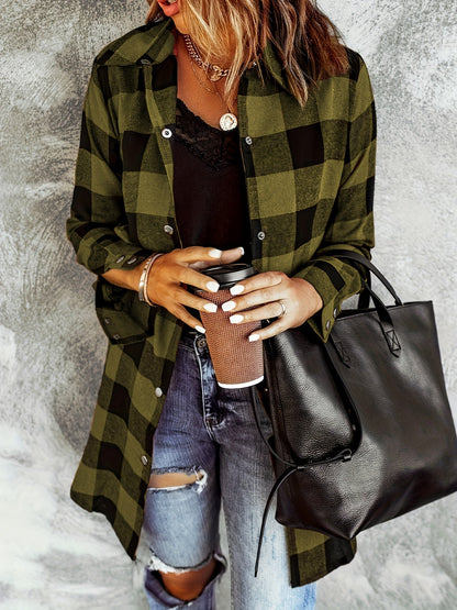 Ruiten Button-Up Shirt - Lange Mouwen Ontwerp & Knopen Placket