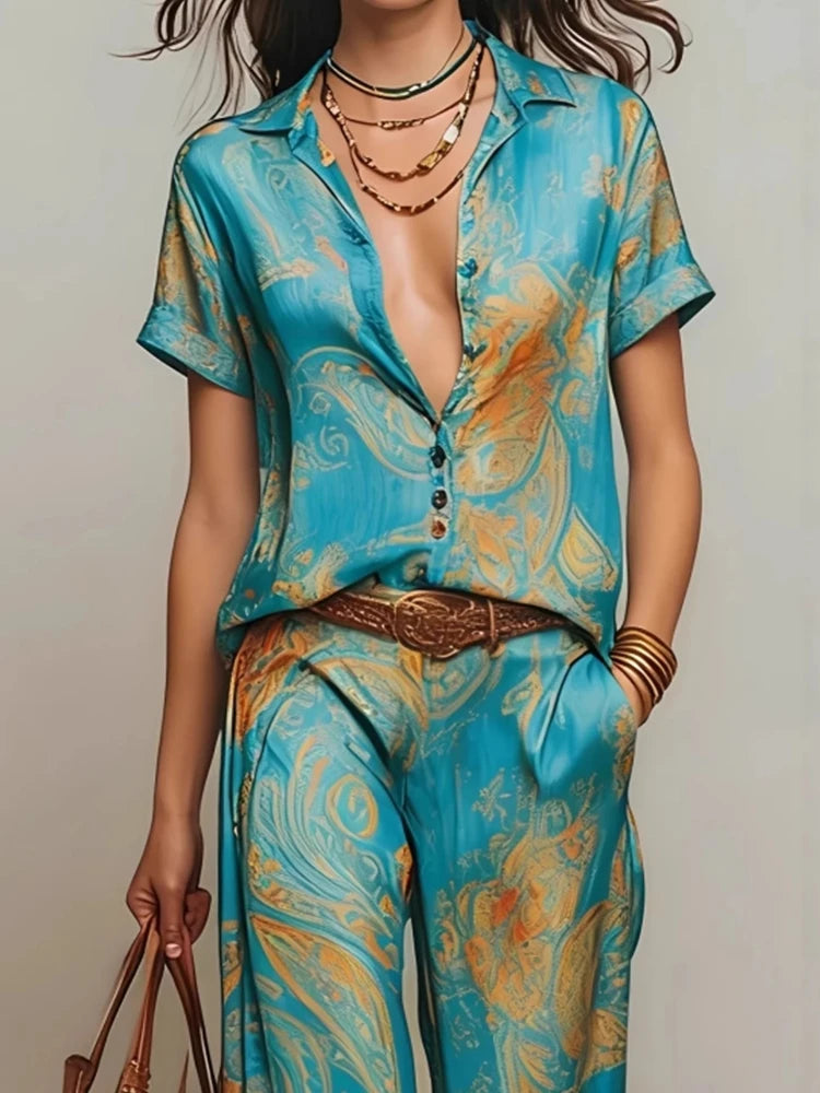 Elise™ Boho Tweedelige Set met Paisleyprint