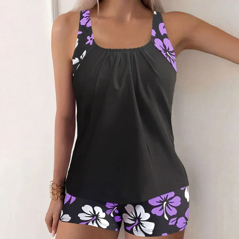 Tropische tankini met hibiscusprint