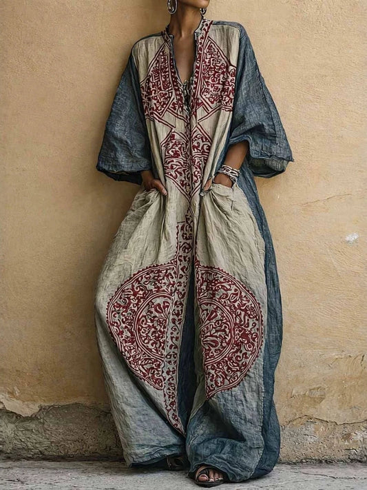 Livia™ Boho Jumpsuit met Geometrische Print en Wijde Pijpen