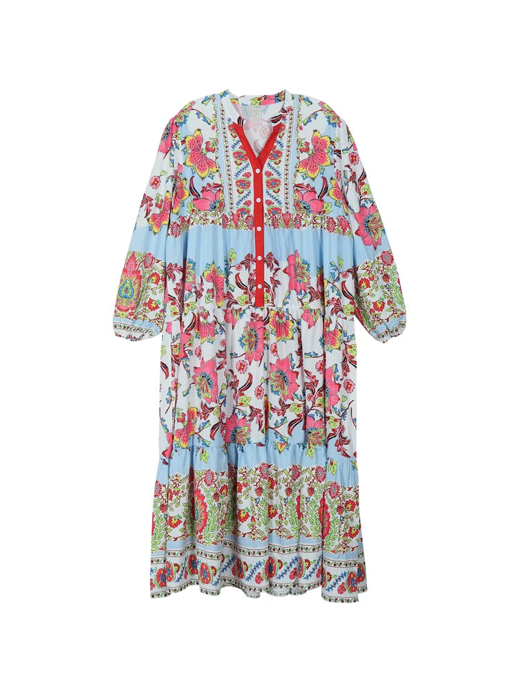 Elegante Plus Size Zomerjurk met V-Hals en Print
