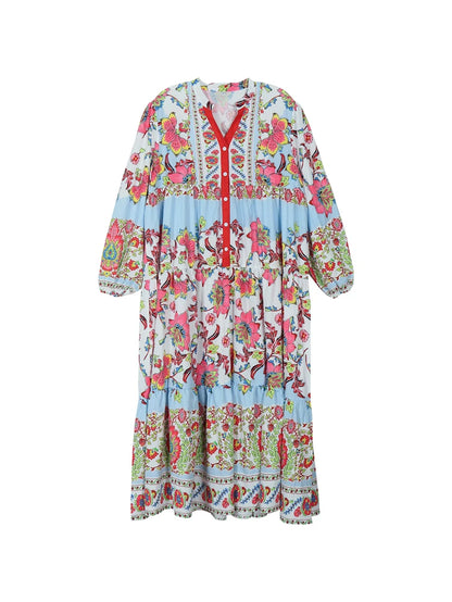Elegante Plus Size Zomerjurk met V-Hals en Print