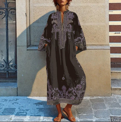 Livia | Elegante Bohemian Maxi Jurk met V-hals