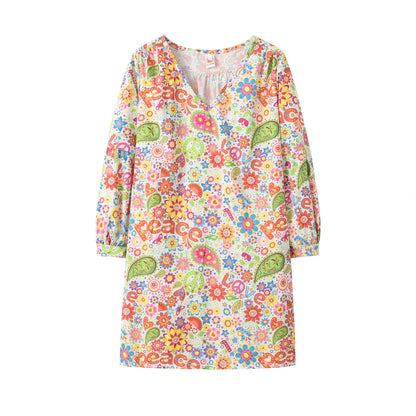 Elegante Damesjurk met V-Hals en Print