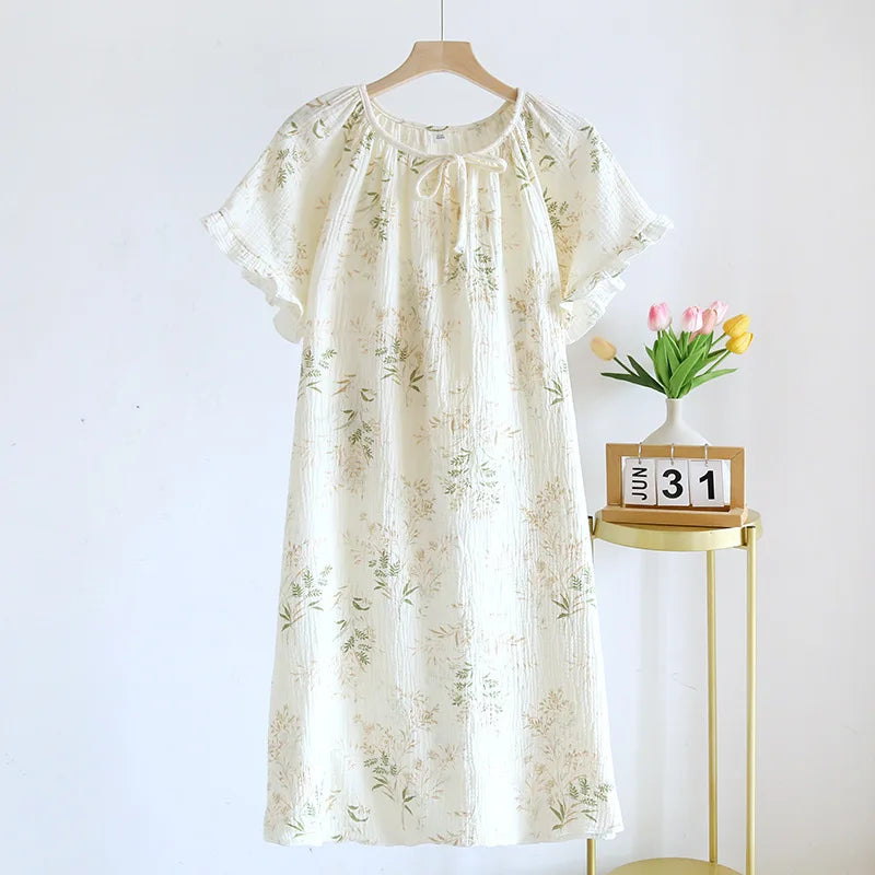 Mila | Katoenen Nachthemdjurk met Bloemenprint