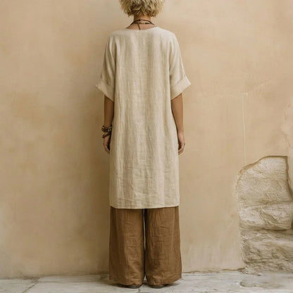 Elara™ Boho 3-Delige Dames Set met Kimono en Wijde Broek