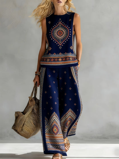 Elise™ | Chique Tweedelige Zomerset met Mouwloze Top en Wijde Broek