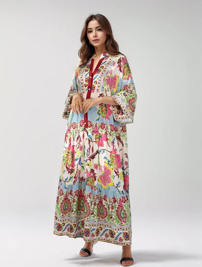 Elegante Plus Size Zomerjurk met V-Hals en Print