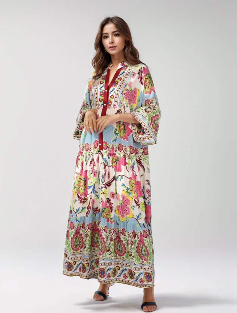 Elegante Plus Size Zomerjurk met V-Hals en Print