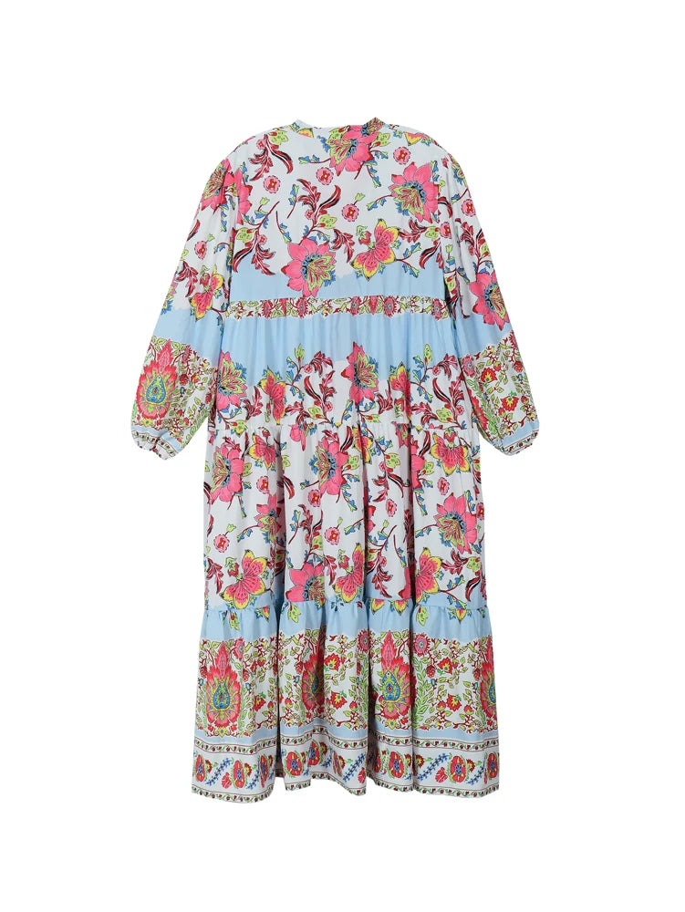 Elegante Plus Size Zomerjurk met V-Hals en Print