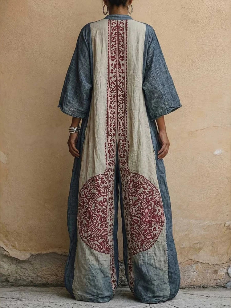 Livia™ Boho Jumpsuit met Geometrische Print en Wijde Pijpen