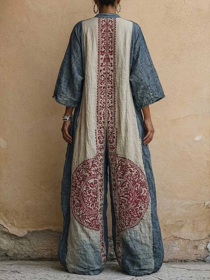 Livia™ Boho Jumpsuit met Geometrische Print en Wijde Pijpen