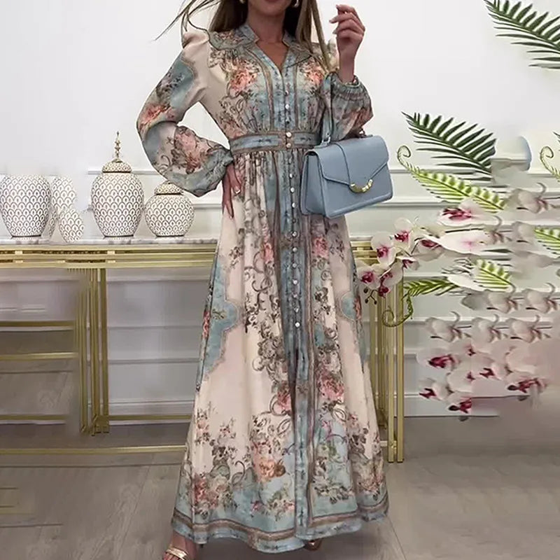 Amélie™ Vintage Voorjaarsjurk met Elegante Lantaarnmouwen
