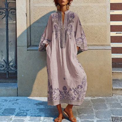 Livia | Elegante Bohemian Maxi Jurk met V-hals