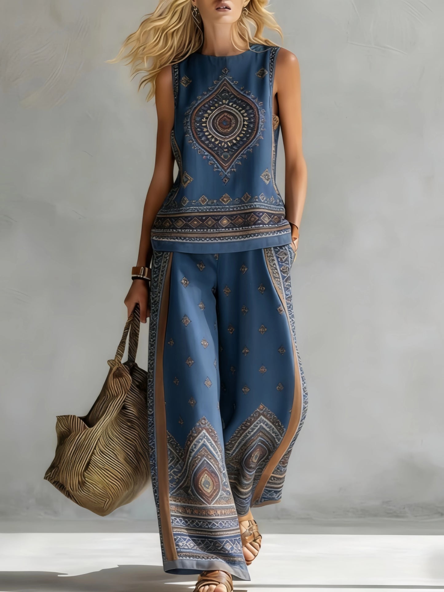 Elise™ | Chique Tweedelige Zomerset met Mouwloze Top en Wijde Broek