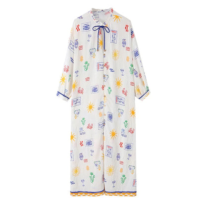 Elise | Lange Zomerjurk met Print en Mouwen