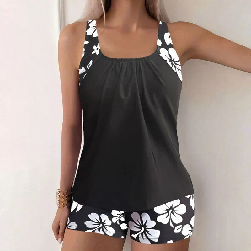 Tropische tankini met hibiscusprint