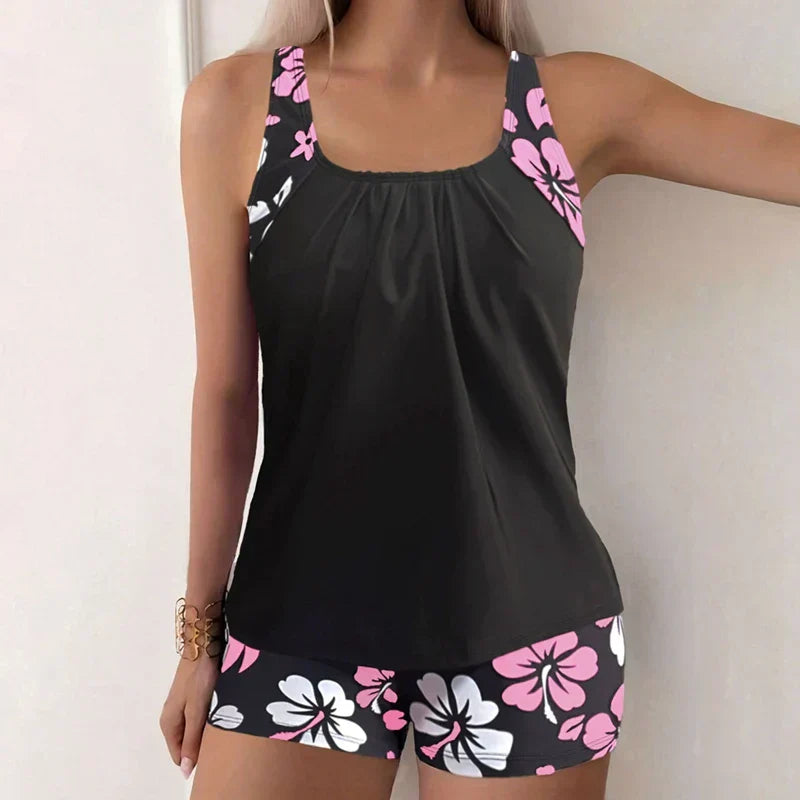Tropische tankini met hibiscusprint