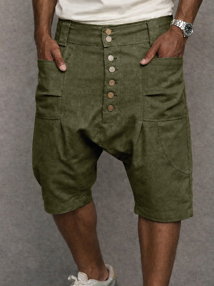 Casual haremshort met lage kruisnaad, gemaakt van 100% katoen