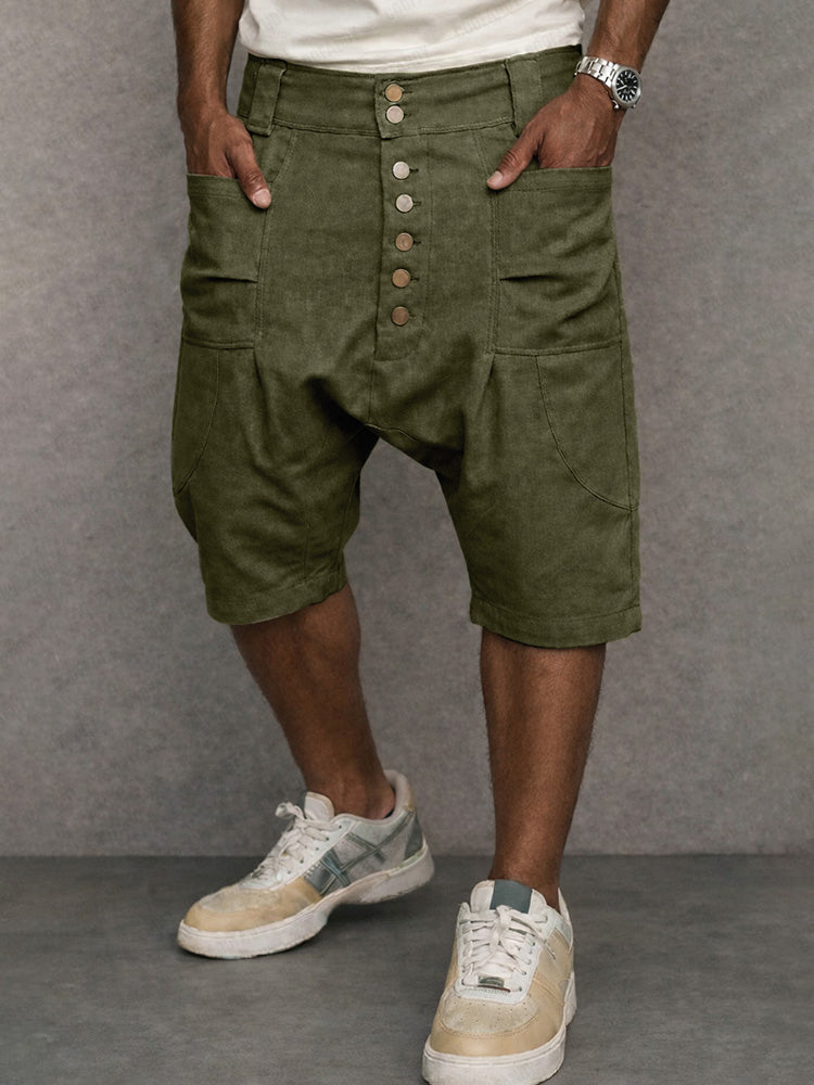 Casual haremshort met lage kruisnaad, gemaakt van 100% katoen