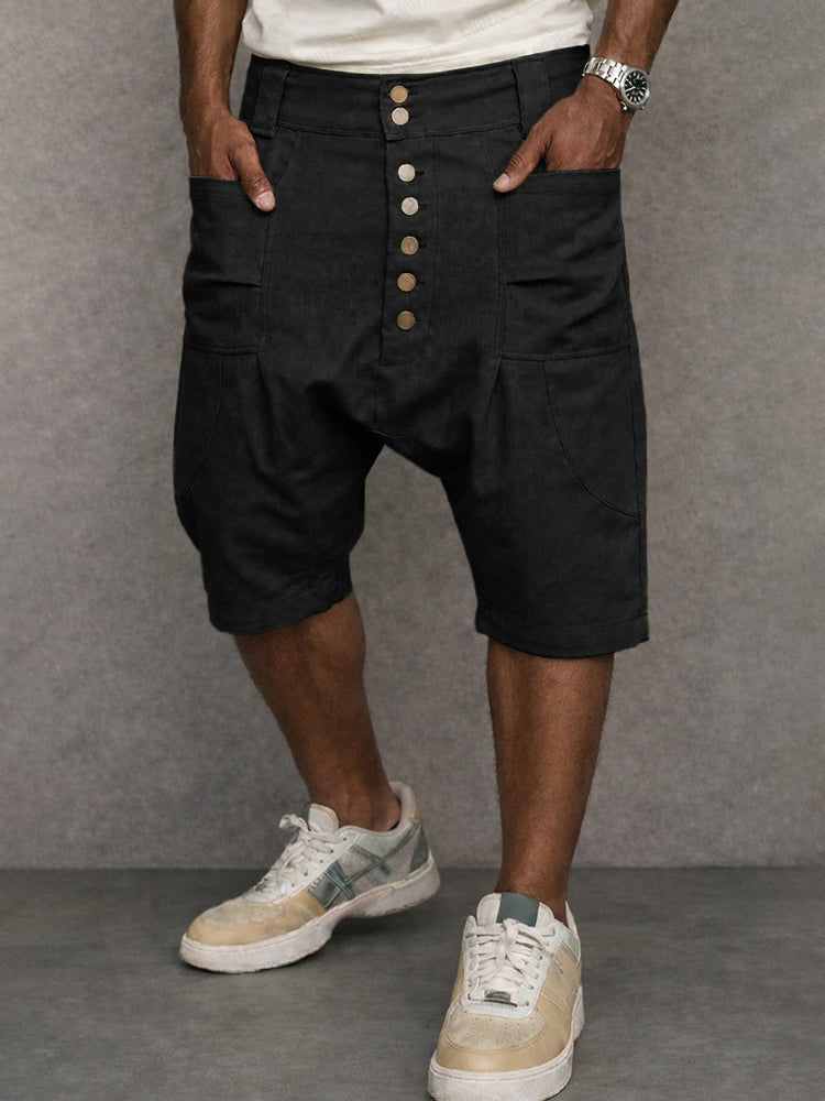 Casual haremshort met lage kruisnaad, gemaakt van 100% katoen