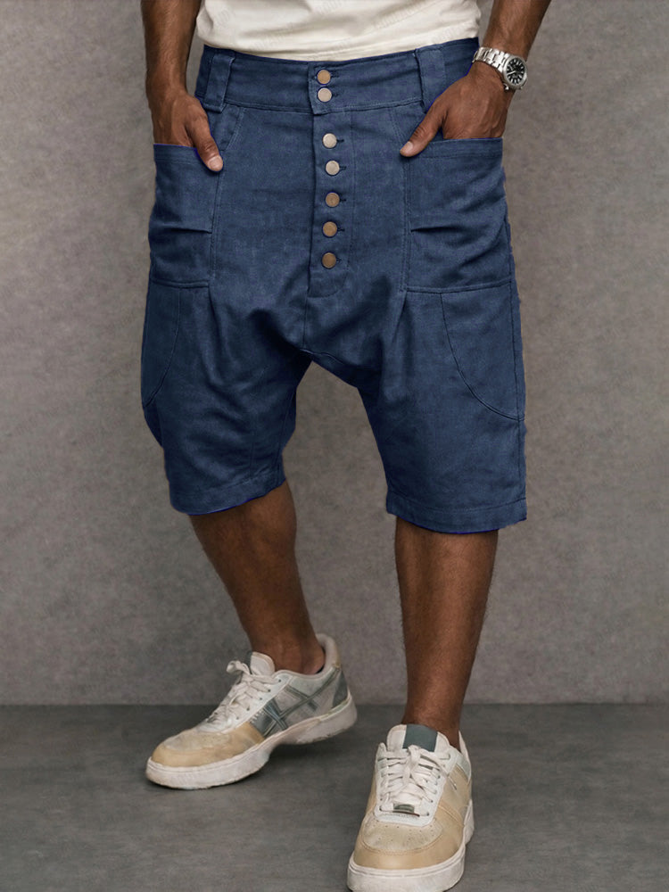Casual haremshort met lage kruisnaad, gemaakt van 100% katoen