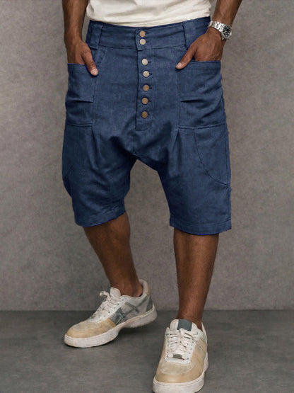 Casual haremshort met lage kruisnaad, gemaakt van 100% katoen