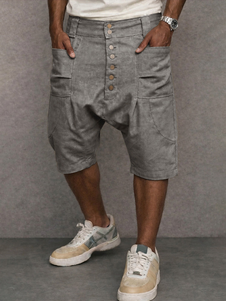 Casual haremshort met lage kruisnaad, gemaakt van 100% katoen