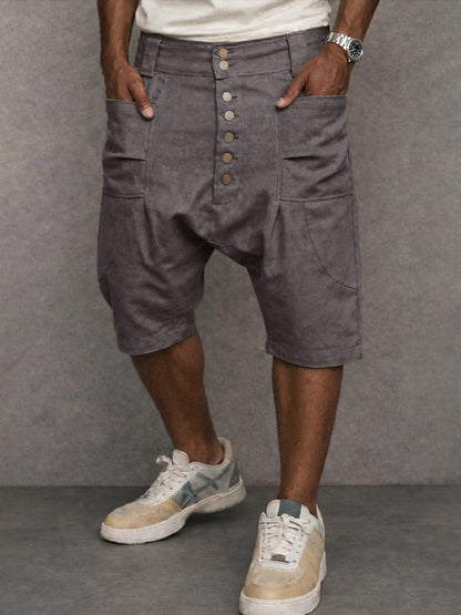Casual haremshort met lage kruisnaad, gemaakt van 100% katoen